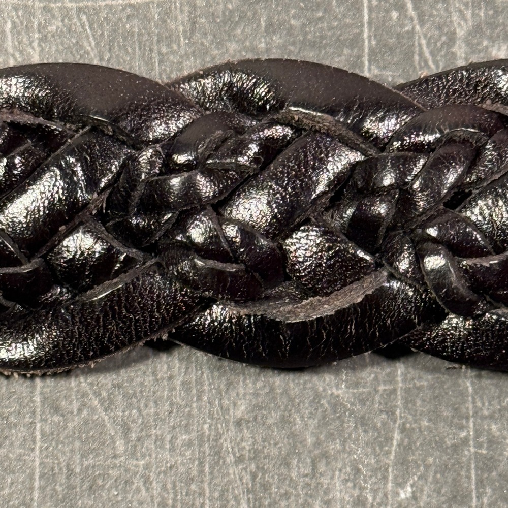 Womens‎ Talbots Braided Leather Belt Black | 34W Size 16  | Woven Buckle - Picture 2 of 11